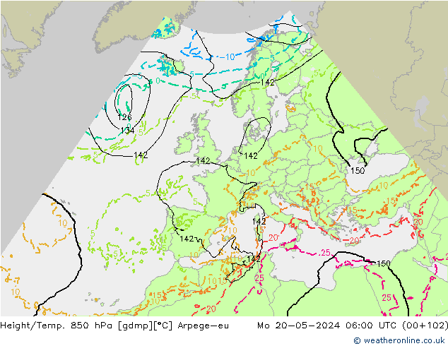 Hoogte/Temp. 850 hPa Arpege-eu ma 20.05.2024 06 UTC