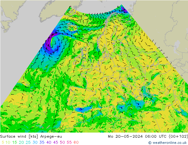 Bodenwind Arpege-eu Mo 20.05.2024 06 UTC