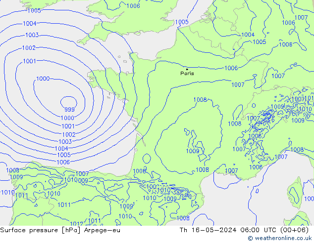 Bodendruck Arpege-eu Do 16.05.2024 06 UTC