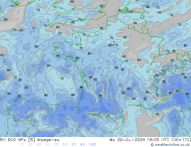 RV 850 hPa Arpege-eu ma 20.05.2024 06 UTC