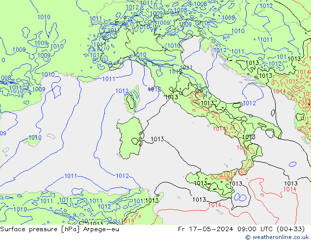 Surface pressure Arpege-eu Fr 17.05.2024 09 UTC