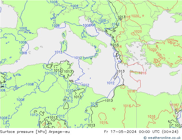 pression de l'air Arpege-eu ven 17.05.2024 00 UTC