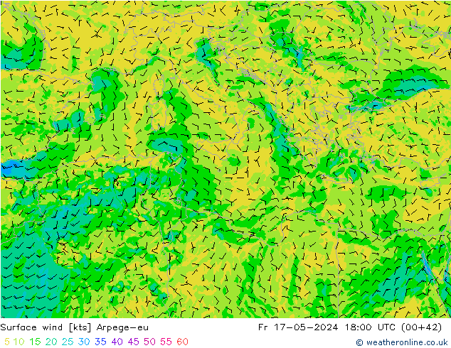 Surface wind Arpege-eu Fr 17.05.2024 18 UTC
