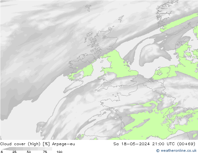 Bewolking (Hoog) Arpege-eu za 18.05.2024 21 UTC