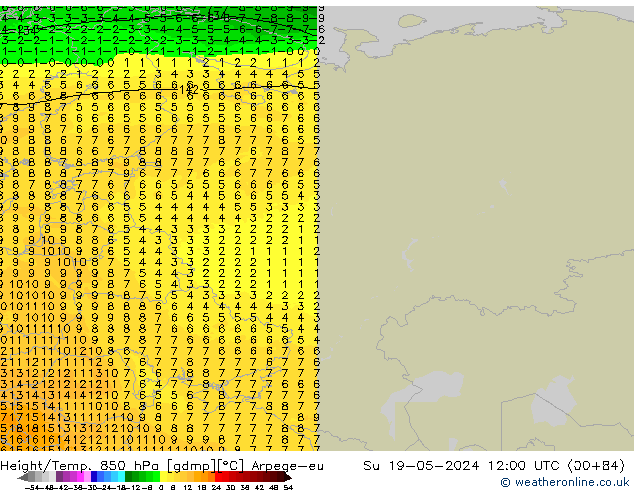 Height/Temp. 850 hPa Arpege-eu  19.05.2024 12 UTC