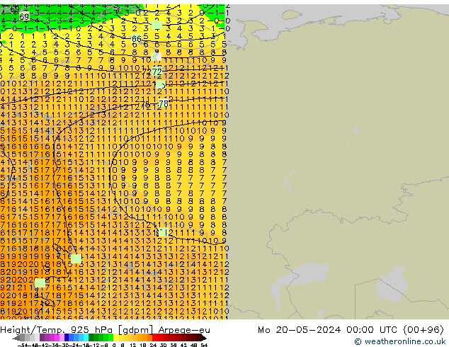 Height/Temp. 925 гПа Arpege-eu пн 20.05.2024 00 UTC