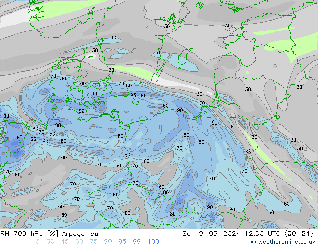 RH 700 hPa Arpege-eu  19.05.2024 12 UTC