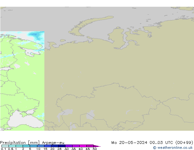 precipitação Arpege-eu Seg 20.05.2024 03 UTC