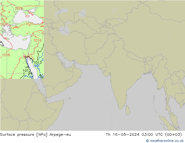 地面气压 Arpege-eu 星期四 16.05.2024 03 UTC
