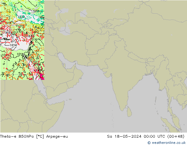 Theta-e 850hPa Arpege-eu So 18.05.2024 00 UTC