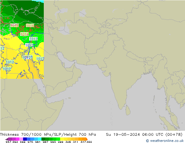 700-1000 hPa Kalınlığı Arpege-eu Paz 19.05.2024 06 UTC