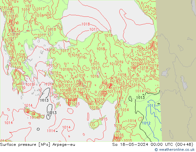 Surface pressure Arpege-eu Sa 18.05.2024 00 UTC