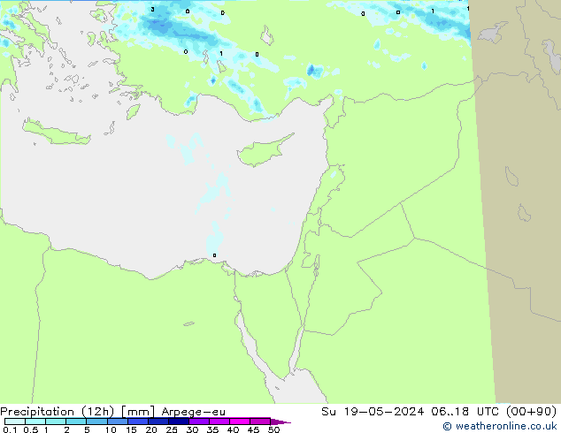 Precipitation (12h) Arpege-eu Su 19.05.2024 18 UTC