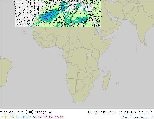 Vent 850 hPa Arpege-eu dim 19.05.2024 06 UTC