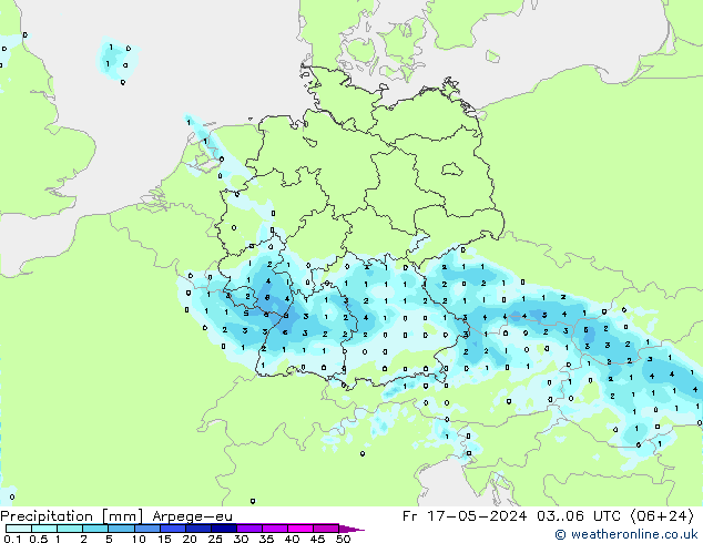 降水 Arpege-eu 星期五 17.05.2024 06 UTC