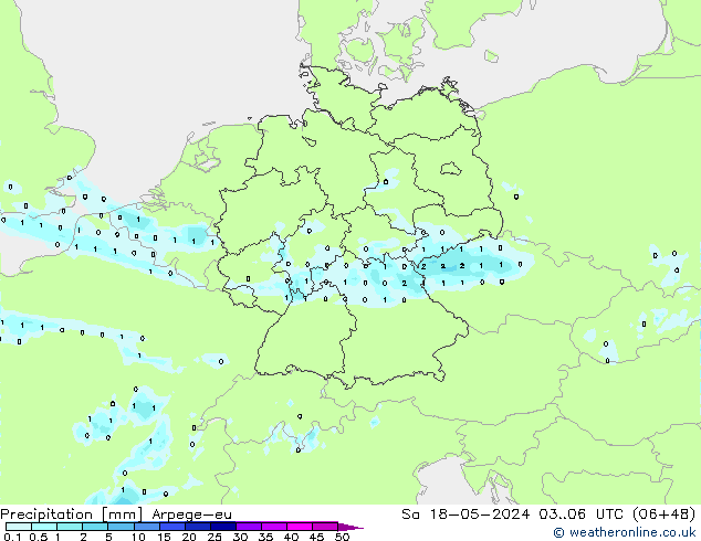 Precipitation Arpege-eu Sa 18.05.2024 06 UTC