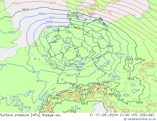Surface pressure Arpege-eu Fr 17.05.2024 21 UTC