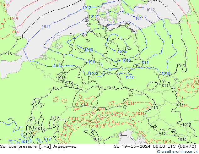Luchtdruk (Grond) Arpege-eu zo 19.05.2024 06 UTC