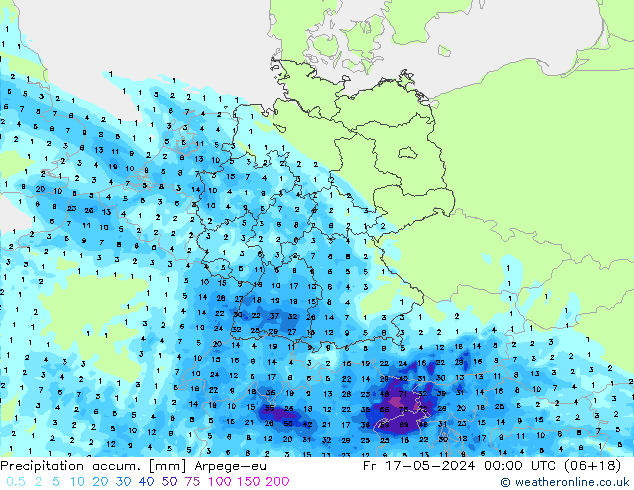 Precipitation accum. Arpege-eu Sex 17.05.2024 00 UTC