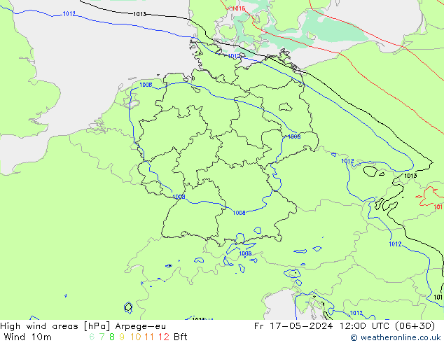 High wind areas Arpege-eu  17.05.2024 12 UTC