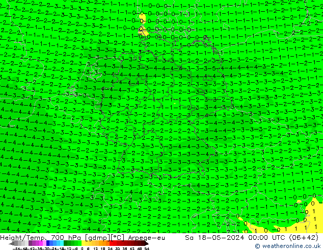 Height/Temp. 700 hPa Arpege-eu sab 18.05.2024 00 UTC
