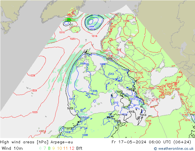 High wind areas Arpege-eu Sex 17.05.2024 06 UTC
