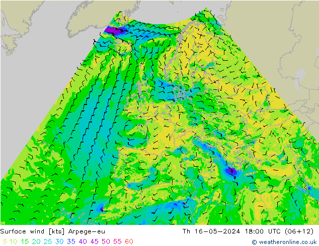 Rüzgar 10 m Arpege-eu Per 16.05.2024 18 UTC