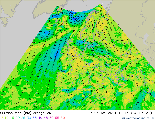Surface wind Arpege-eu Pá 17.05.2024 12 UTC
