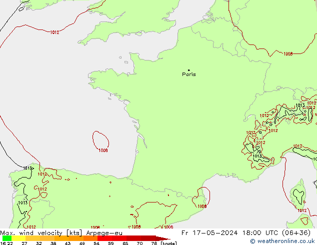 Windböen Arpege-eu Fr 17.05.2024 18 UTC