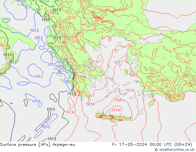 Presión superficial Arpege-eu vie 17.05.2024 06 UTC