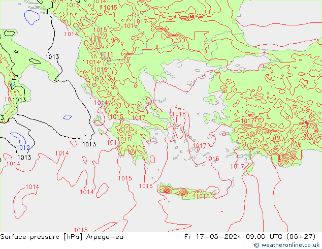 приземное давление Arpege-eu пт 17.05.2024 09 UTC