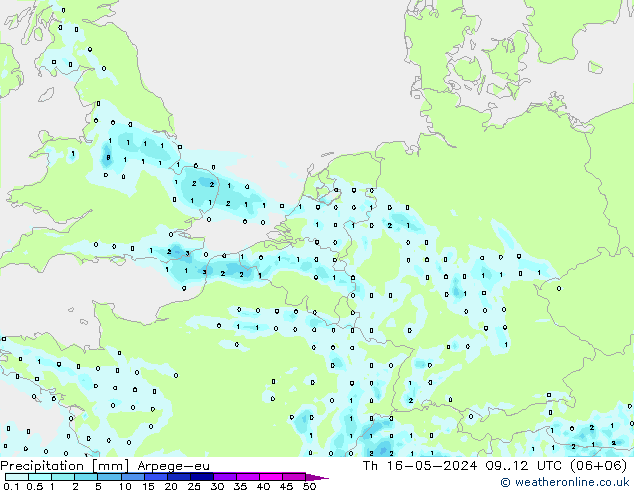 降水 Arpege-eu 星期四 16.05.2024 12 UTC