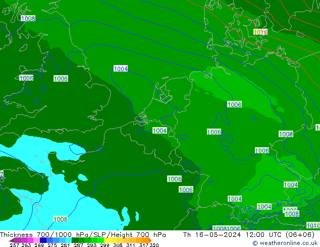 Thck 700-1000 hPa Arpege-eu 星期四 16.05.2024 12 UTC