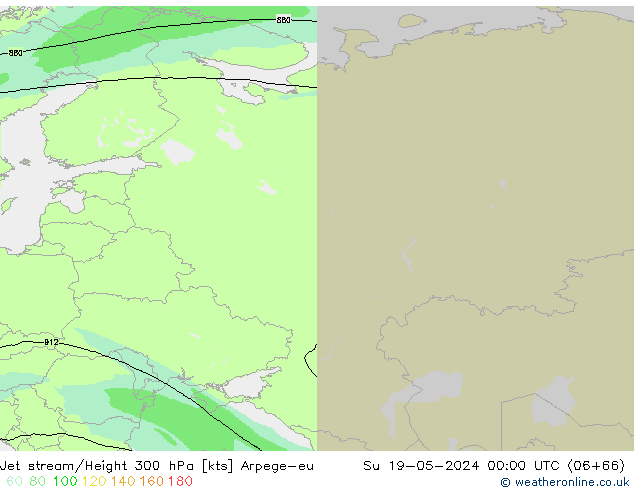 Jet stream/Height 300 hPa Arpege-eu Su 19.05.2024 00 UTC