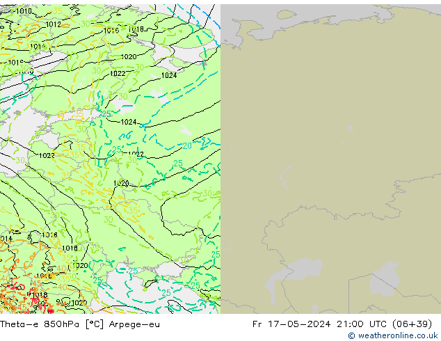 Theta-e 850hPa Arpege-eu Fr 17.05.2024 21 UTC