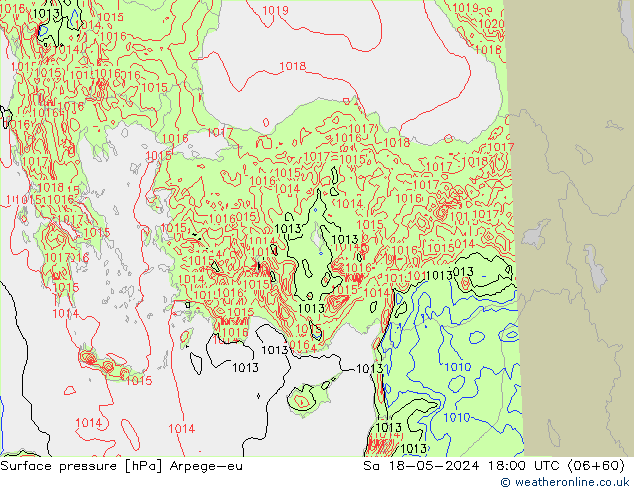 Surface pressure Arpege-eu Sa 18.05.2024 18 UTC