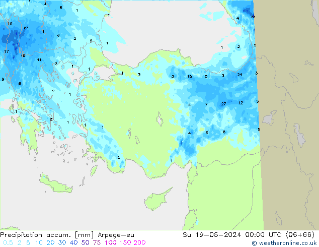 Toplam Yağış Arpege-eu Paz 19.05.2024 00 UTC