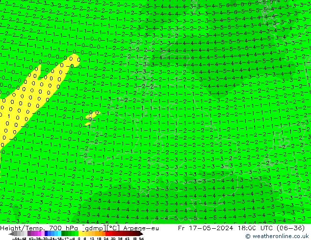 Height/Temp. 700 hPa Arpege-eu Fr 17.05.2024 18 UTC