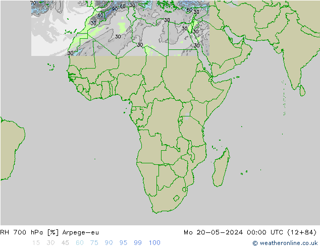 700 hPa Nispi Nem Arpege-eu Pzt 20.05.2024 00 UTC