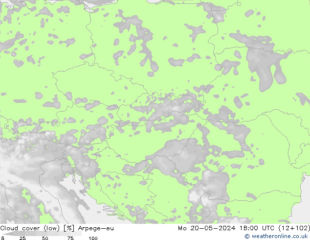nízká oblaka Arpege-eu Po 20.05.2024 18 UTC