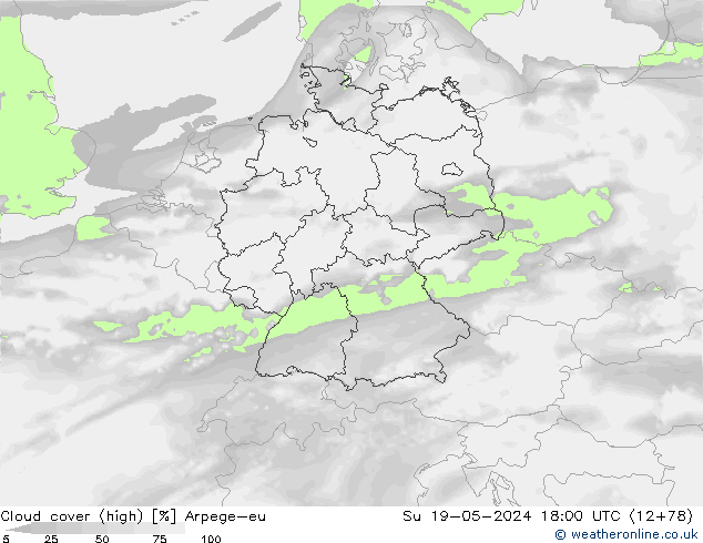 vysoký oblak Arpege-eu Ne 19.05.2024 18 UTC