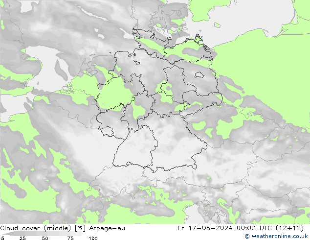 Wolken (mittel) Arpege-eu Fr 17.05.2024 00 UTC