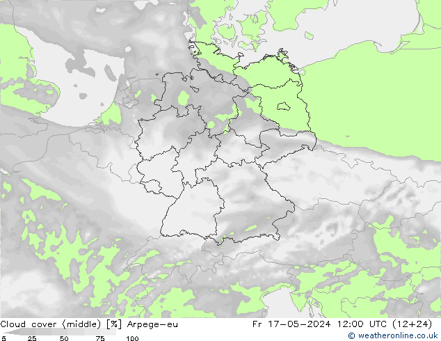 Wolken (mittel) Arpege-eu Fr 17.05.2024 12 UTC