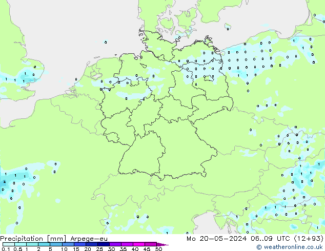 Precipitación Arpege-eu lun 20.05.2024 09 UTC
