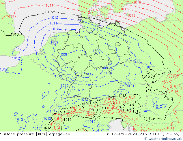 pression de l'air Arpege-eu ven 17.05.2024 21 UTC