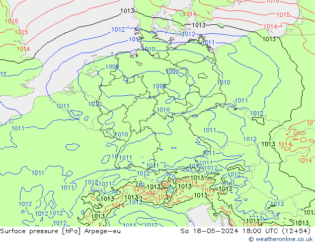 Surface pressure Arpege-eu Sa 18.05.2024 18 UTC