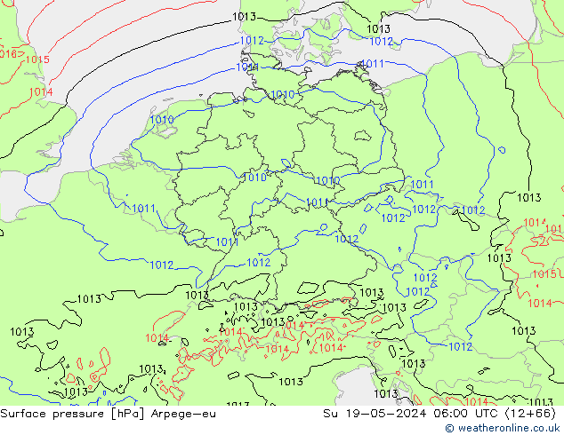 Presión superficial Arpege-eu dom 19.05.2024 06 UTC