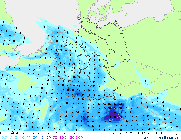 Precipitation accum. Arpege-eu Sex 17.05.2024 00 UTC