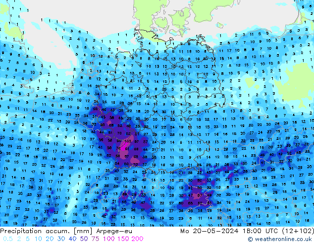 Nied. akkumuliert Arpege-eu Mo 20.05.2024 18 UTC