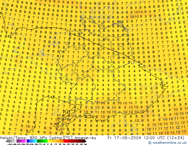 Height/Temp. 850 hPa Arpege-eu Fr 17.05.2024 12 UTC